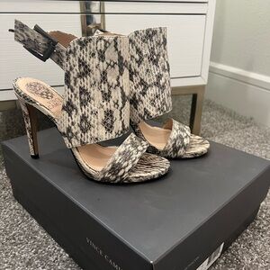 Vince Camuto snake skin heels , 6